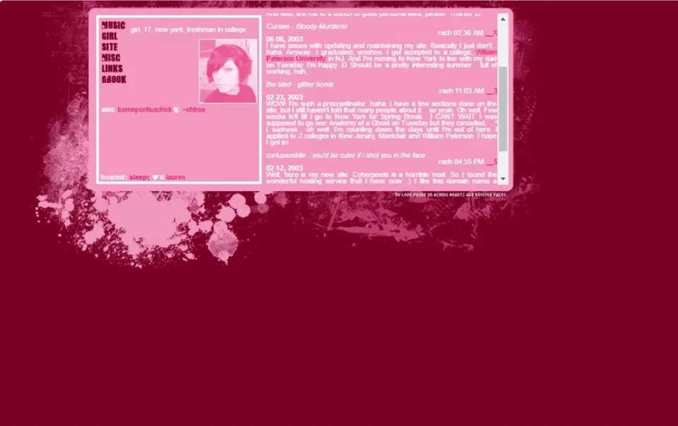 Interface web ancienne au design des années 2000