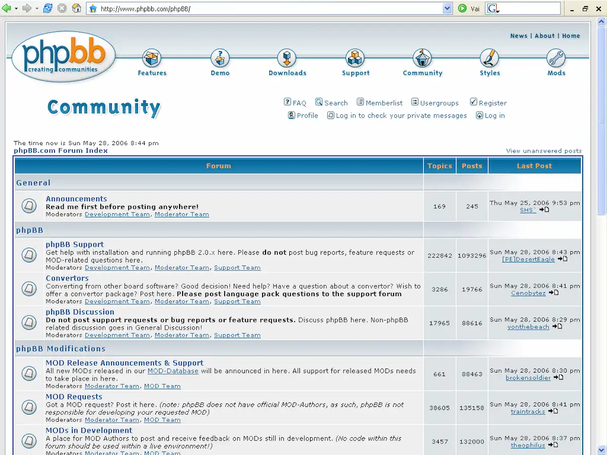 Petit outil web ou forum sur une interface ancienne