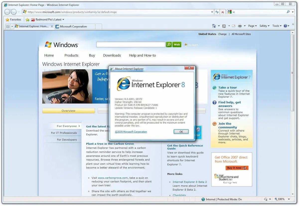 Interface de navigateur ancien sur le web